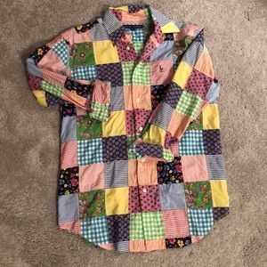 Ralph Lauren Button-Down Patchwork Topq